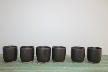 Set Of Six Dark Brown Asian Tea Cups