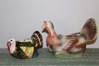 Two Vintage Turkey Ceramic Planters