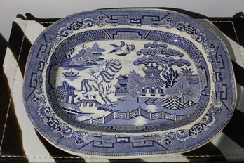 Large Antique Blue Willow Transferware Platter