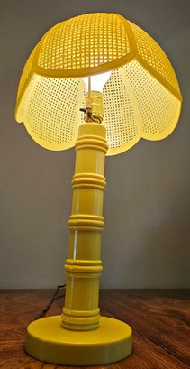 MCM Yellow Plastic Wicker Lamp