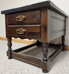 Dark Oak Side Table With 2 Drawers