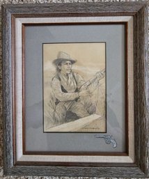 Billy The Kid Pencil Sketch In Wooden Frame