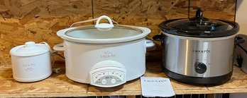 3 Crockpots, 2 Large & 1 Small, One Has A Manual (tested)