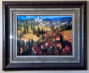 A Very Nice Framed And Matted Tuscan Castle Art Print