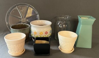 Collection Of Ceramic Flower Pots & Glass Vase