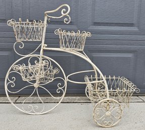 Adorable White Wire Tricycle Plant Stand