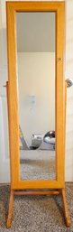 Full Body Mirror Jewelry Stand With Wooden Base