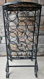 Black Metal Wine Bottle Rack With Glass Top