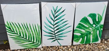 3 New Palm Leaf Design Stretched Canvases, 2 Of 2