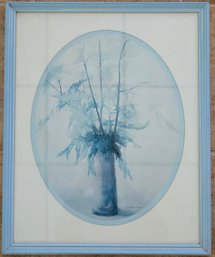 Blue Tree Art Print In Blue Tone Frame