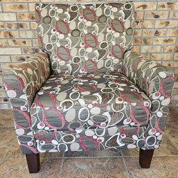 Brown, Tan & Red Modern Upholstered Arm Chair, 1 Of 2