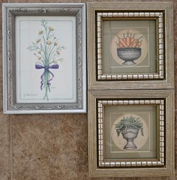 3 Framed Prints Incl Chamomile, Snap Peas & Carrots
