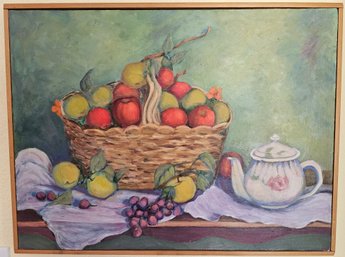 Fruit Basket Painting In Wooden Frame