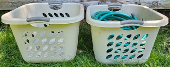 2 Plastic Baskets & Green Hose