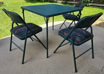 Green Cosco Card Table With 4 Matching Chairs