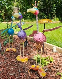 Lot Of Adorable Yard Art Incl 3 Flamingos & More