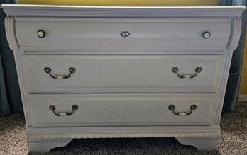 White 3 Drawer Chest Of Drawers With Brass-tone Handles