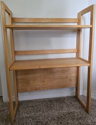 Wooden 3 Tier Shelving Unit With Collapsible Shelves