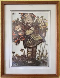 Child With Flowers Framed Art