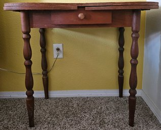 Wooden Side Table With 1 Drawer & 2 Pull Out Arms