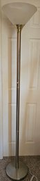 Floor Lamp With Silver-tone Metal Base, Frosted Glass Shade & Dimmer Settings (tested)