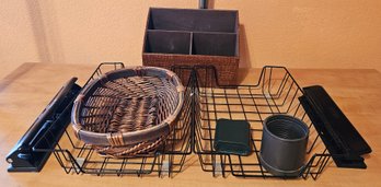 Office Supplies Incl Wire Baskets, Desk Organizer, Hole Punches & More