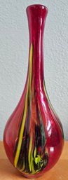 Red, Blue & Yellow Blown Glass Vase