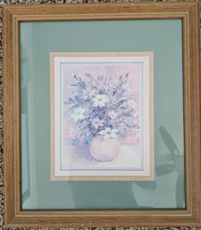 Pastel Flower Art Print In Wooden Frame