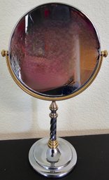 2 Sided Vanity Mirror With Silver/gold-tone Metal Base