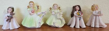 Lot Of 5 Angel Figurines Incl 2 Ceramic Made In Japan By Josef Originals & 3 Polymer Clay