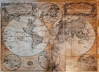 3 Panel Stretched Canvas World Map