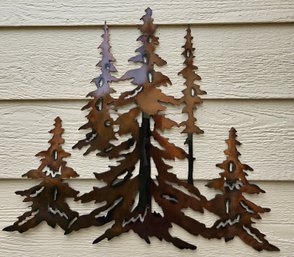 Metal Pine Tree Wall Plaque