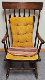 Vintage Wooden Rocking Chair With Yellow Pad