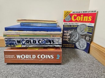 Large Lot Of Coin Books Incl Collectors Books, World Coins, Stamp & Card Sleeves & More