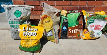 Lot Of Lawn Additives Incl Food, Fertilizer, Pea Gravel & More