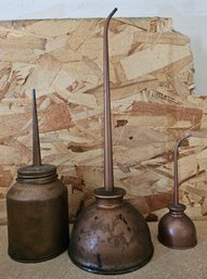 Lot Of 3 Vintage Copper Oil/lube Cans