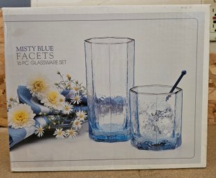 New Fundamentals Misty Blue 16pc Glassware Set