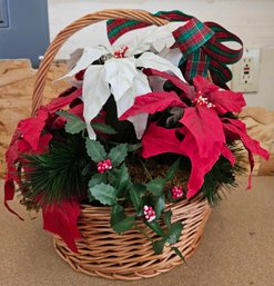 Poinsettias Bouquet In Wicker Basket