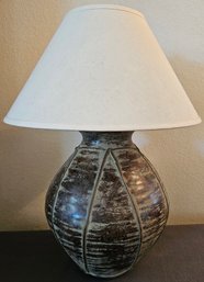 Large Table Lamp With Ceramic Base & White Round Shade (tested)