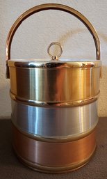 Silver, Copper & Gold-toned Plastic Ice Bucket With Handle