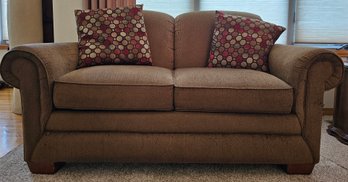 La-z-boy 2 Cushion Light Brown Couch With Wooden Feet