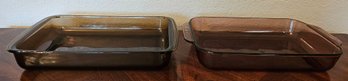 2 Purple Pyrex Glass Casserole Dishes