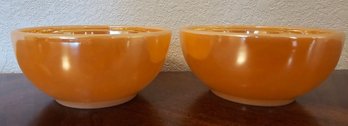 2 Fire King Iridescent Orange Bowls