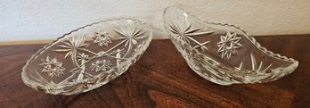 2 Crystal Glass Dishes With Starburst Design