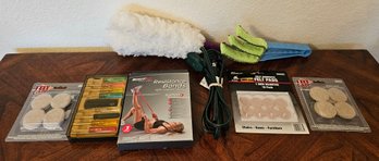 Misc Lot Of Home Supplies Incl Furniture Felt Pads, Small Tool Kit, Dusters & More