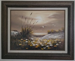 Seascape Oil Painting In Wooden Frame Signed By Artist David Cannon