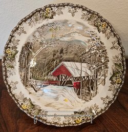 The Friendly Village By Johnson Bros Snowy Barn Plate