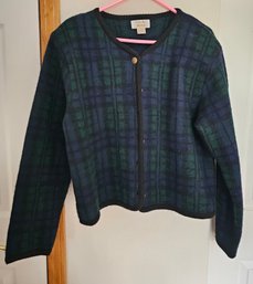 Tally-co 100 Wool Blue/green Plaid Sweater Size Large