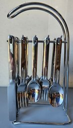 Stainless Flatware Set With Rack