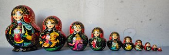 Red/black Wooden Russian Dolls